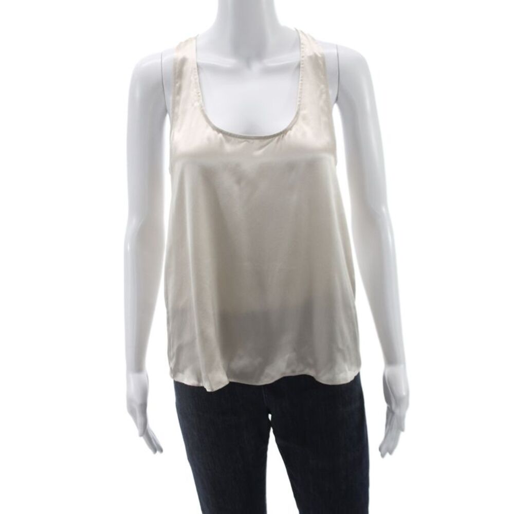 Cami Women Camisole Beige 100% Silk Round Neck Sleeveless Designer Size XS